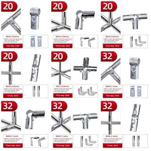 루미식 1개 내구성  탄소강 아연 도금 파이프 조인트 원형 20/25/32mm 막대 지지대 고정 클램프 옷걸이 디