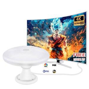 신호 부스터가 장착된 스마트, 초장거리 증폭 HDTV 안테나용 HIDB 실외/실내/RV TV 안테나, 다락방/RV 캠핑 트레일러 트럭 카라반 보트용 4K 1080P 흰색 VHF UHF