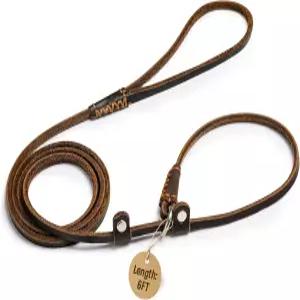 웰브로 리얼 가죽 슬립 개 목줄 매우 얇고 조절 가능한 리드 부드럽고 슬림 강아지용 수트 길이 6피트 x 폭