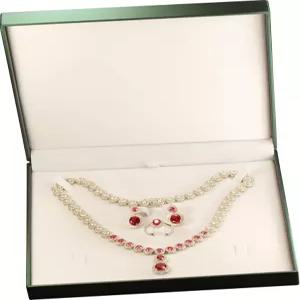 주얼리 파크 그린 컬러 엑스트라 라지 목걸이 링 귀걸이 팔찌 세트 선물 상자 럭셔리 소프트 터치 PU 가죽