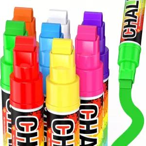 자동차용 점보 초크 창문 마커 유리 세척 가능 8가지 색상 액체 펜 10mm 와이드 팁 초크보드 자동차 창문용