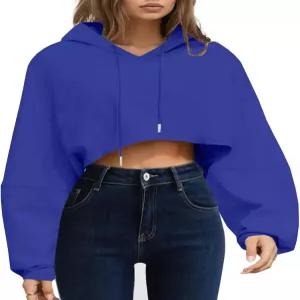 레미두 여성 후디 풀오버 긴팔 크롭 스웨트 셔츠 루즈