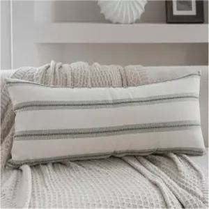 세톰 보호 요추 베개 커버 14x36 길이 1팩 소파 침대용 올리브 그린 스트라이프 장식 바디 거실 침실 홈