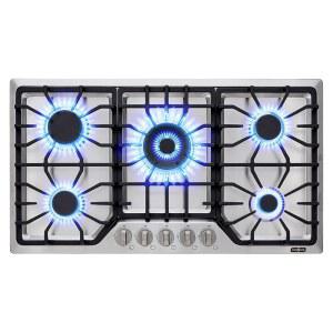 AMZRVStudio 30인치 쿡탑, 이탈리아 SABAF 강력 버너 5개. 최대 48,300 BTU/시간 내장 가스레인지 304 스테인리스 스틸, NG/LPG 컨버터블, ETL.