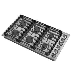 엠 36인치. 가스레인지 쿡탑 6 이탈리아 사바프 밀폐 버너 NG/LPG 스테인리스 스틸로 전환 가능