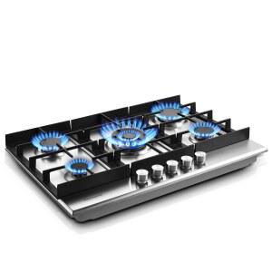 Eascookchef 30인치 쿡탑, 고효율 버너 5개가 장착된 가스레인지 탑, 주방용 불릿인 스테인리스 프로판 NG/LPG 컨버터블 스토브탑, 열전대 보호