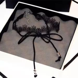 레이스 리본타이 패션 초커-블랙OC