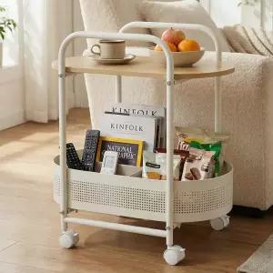 르엘 틈새 수납 이동식 선반 원형 철제 트롤리 2단