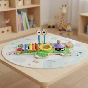 악어 뮤직테이블 원목 실로폰 심벌즈 귀로 드럼 악기놀이 장난감 리듬 박자 감각발달 음악연주