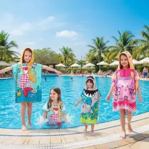 극세사 비치가운 유아 아동 비치타올 판초형 어린이 샤워 판초타월 키즈 수건 목욕가운 물놀이