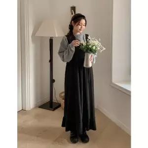 [공구우먼] 아드링 코듀로이 뷔스티에 프릴 롱 원피스 85841 빅사이즈 여성의류