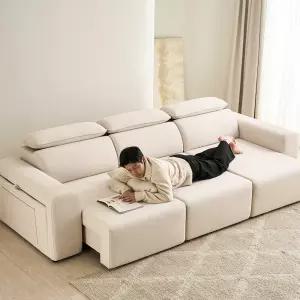 [시트앤모어] 슬리드 코지 4인 모션 슬라이딩 무빙 리클라이너 소파