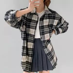 여성 대형 체크 셔츠 자켓 언발 루즈핏 겨울용