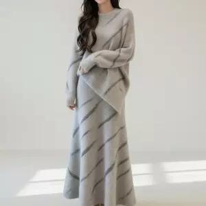 [핑크엘리제]패턴 루즈핏 데일리 감성 셋업 로제넬리니트투피스