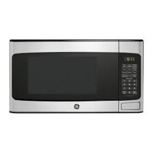 GE 컴팩트 조리대 전자레인지, 1.1입방피트, 950w 용량, 6개의 자동 조리 설정, 차일드락 기술, 기숙사 방, 아파트, 스테인리스 스틸