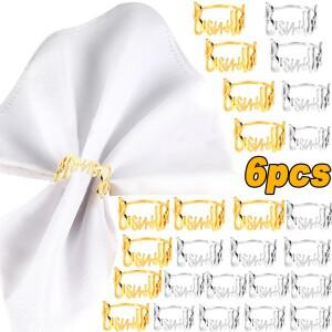 웨딩 호텔 테이블 용품 서클 식기 실버 골드 레터 냅킨 링 파티 장식 선물 가족 모임