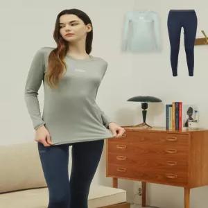 카파 여성 플랫봉제 기모 웜웨어 2종세트 (그린+네이비)