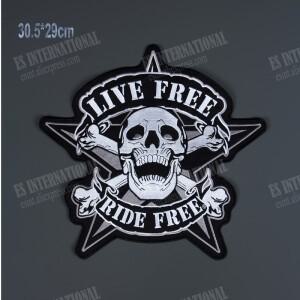 거대한 대형 자수 패치 라이브 프리 라이드  재봉 재킷 백 조끼 바이크 오토바이 바이커 28.8cm x 27cm 11