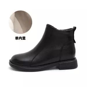 여성용 워커힐 신발 소가죽 워커 겨울 기모 키높이 빈티지 통굽 부츠 면 KS4