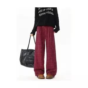 남자 바지 면린넨 추동 캐주얼 스트릿 체크 빅사이즈 통 유행4