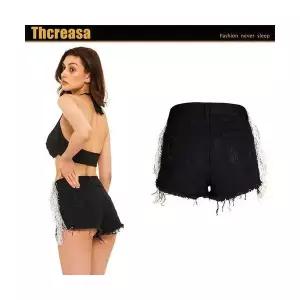 여자 청반바지 수술 찢청 원템4 하이웨스트 핫팬츠 데님