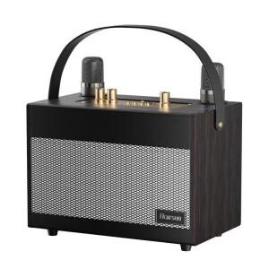 야외용 가정용 노래방 블루투스 스피커 (마이크 내장 스테레오 레트로 나무 디자인 고음질 서브우퍼)