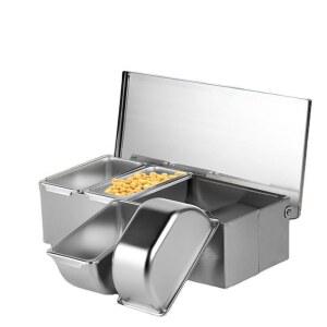 스텐용기 스테인리스 업소용 01 보관 뚜껑 3칸 베이커리 트레이 밧드 양념통 상자