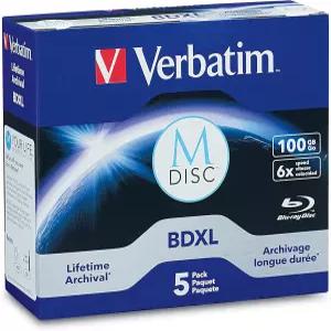 버바팀 M DISC BDXL 100GB 6X 브랜드 서피스 블랭크 블루레이 레코딩 미디어 포함 u2013 5pk 주얼 케이스