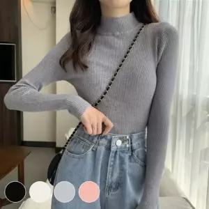 여성 반폴라 골지니트 슬림핏 기본 폴라니트 겨울 이너