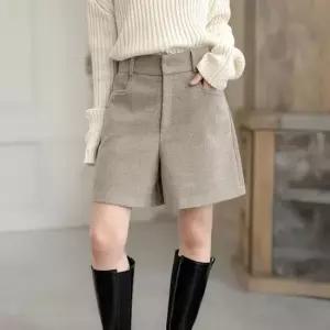 여성용 겨울 기모 4부 와이드 숏팬츠 데일리 반바지