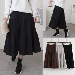 기모 무지 프릴 티어드 캉캉 스커트 55 66 77 88 99 홈웨어 데일리 빅사이즈 겨울스