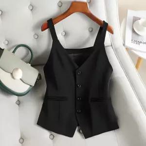 뷔스티에 조끼 민소매 정장조끼 끈나시 캐주얼 슬림핏