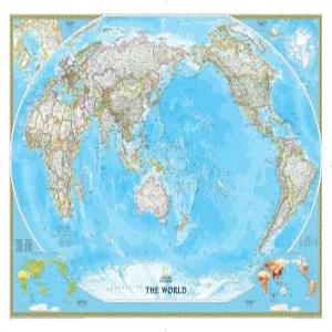 내셔널 지오그래픽 월드 태평양 중앙 벽 지도 - 클래식 적층(46 x 30.5인치) (내셔널 참조 지도)