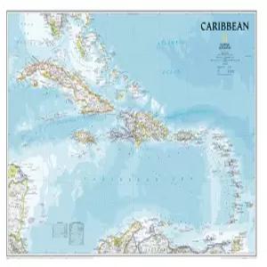 내셔널 지오그래픽 캐리비안 월 맵 - 클래식 라미네이트(포스터 크기 36 x 24인치) (내셔널 참조 맵)