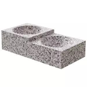 2칸 사료접시 두칸 사료 그릇돌 석재 직경 사이즈