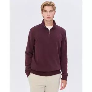 매장정품 HAZZYS 헤지스 브랜드관 [] [스테디셀러] 버건디 짜임 면 긴팔반집업티셔츠 WHTS4D433D2 841660