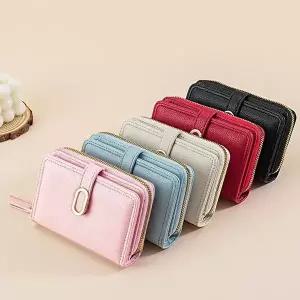 여성지갑 여자 타원 버클 포인트 신분증 포토 동산 지폐 수납 지퍼 마그네틱 중 지갑