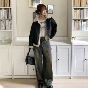 [다잇템] 여성 빅사이즈 양털 탱크 페이크 세무 무스탕