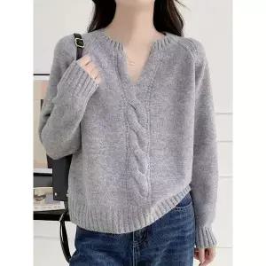 [하프클럽/클라셰]클라셰 케이블슬릿미디니트_B5W0680