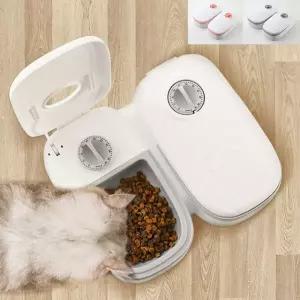 반려동물 타이머 자동급식기 배식기 사료공기 2구펫토이 반식기 공기 식기 사료식 강아지 고양이