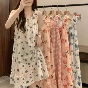 여성 캡 내장 나시 원피스 파자마 잠옷상큼한 여자 예쁜 파자마형