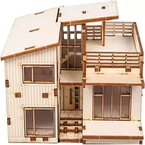영모들러 데스크톱 나무 조립 모델 키트. 모던 하우스