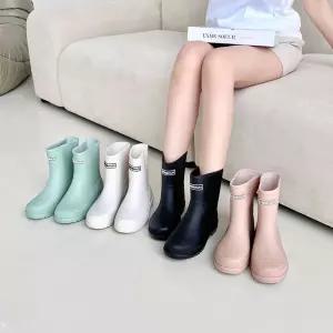 데일리 컬러 레인부츠 여성 방수장화 미들워커 작업화 신발 패션 용장화 숏장화