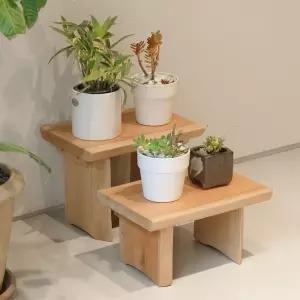 우드 스탠드 선반 원목 화분대 30cm 2단 진열 2P 세트받침대 다이 진열대 정리대 거치대 식물 베란다 다육