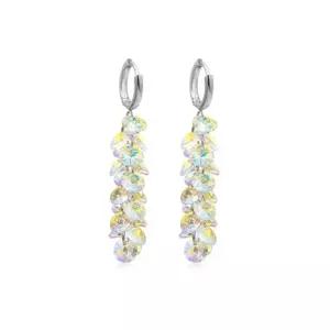 [옷자락] 여자 샹들리에 크리스탈 롱드롭 원터치 귀걸이