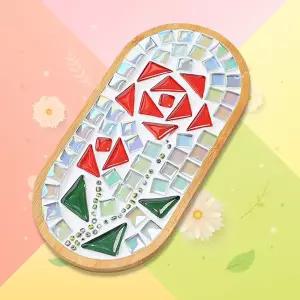 DIY 타원형 플라워 타일 티코스터 만들기 - 로즈컵받침대주방 홈카페 용품 레이팅소품 머그 테이블웨어 만