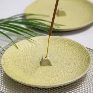 인센스스틱홀더 접시형 옐로우 받침대 향꽂이 트레이 도자기 힐링테리어 빈티지소품 30대여성 감성테리어