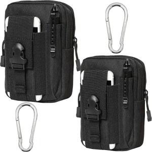 2팩 택티컬 몰리 파우치, 범용 EDC 허리 가방 야외 벨트 백 기어 툴 가젯 포켓, 휴대폰 홀스터 카키 포함