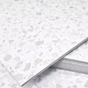 3T 점착식 데코타일 무광 테라조 화이트 그레이실내인리어 주방및보수 바닥 형타일 인리어 베란다시공 사무