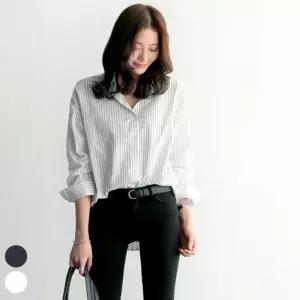 스트라이프 긴팔 셔츠 URD-095 패션 캐주얼 가을 카라 여성 여자 줄무늬